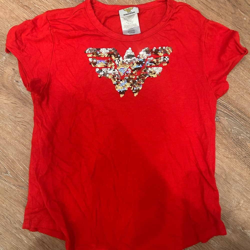 Red Sequin Logo Kids T-Shirt
